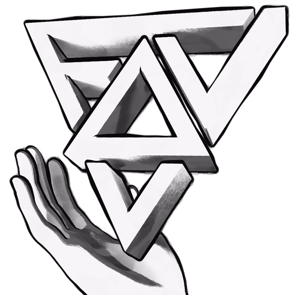 Hand holding the Find Your Audience triangle logo